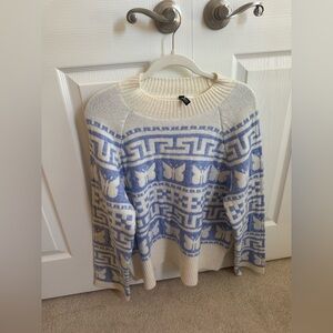 H&M Cream and Blue Patterned Women's Sweater. Brand new.